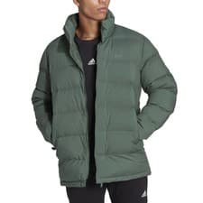 Image of Adidas Helionic Down Jacket Mens Parka Winter Green HG6282 Stand Collar Warm