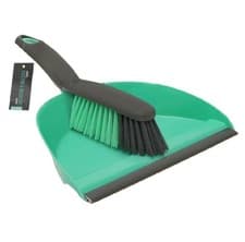 Image of JVL Dustpan and Stiff Bristle Brush Set, Turquoise/Grey