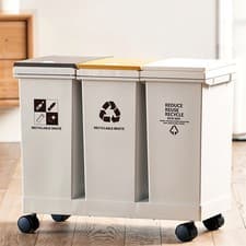Image of Dual Triple Compartment Waste Utility Bins Kitchen Plastic Bin Rubbish Recycling
