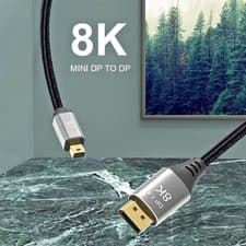 Image of 8K Mini Displayport to DisplayPort Cable 2M Mini DP To DP Bi-Directional DP1.4