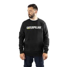 Image of Caterpillar Midweight Crewneck Cotton Men's Black Sweatshirt