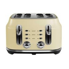 Image of Rangemaster Classic 4-Slice Toaster Long Slots, 6 Browning Levels, Cream Finish