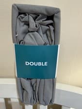 Image of George Home Grey Cotton Double Fitted Bed Sheet Percale 180 Thread Count