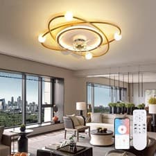 Image of Ceiling Fan with Lamp Dimmable Ceiling Fan with Light Quiet Indoor Fan Lighting 
