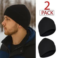 Image of Mens Womens Beanie Hat Warm Winter Skull Ski Casual Unisex Knitted Cap 2 PACK