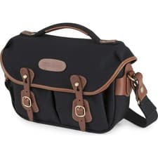 Image of Billingham Hadley Small Pro Shoulder Bag - Black Canvas / Tan Leather