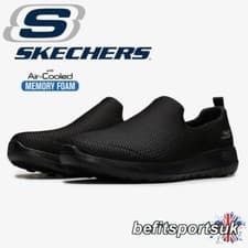 Image of SKECHERS MENS SLIP-ON SHOES BLACK MEMORY FOAM GO-WALK TRAINERS ARCH SKETCHERS