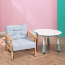 Image of Kids 1-2 Seater Sofa Armchair Wooden Frame Cushioned Girls Playroom Furniture