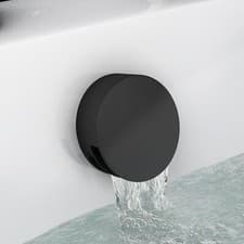 Image of Bath Filler Waste Overflow Slimline Round Clicker Bathroom Tap Black ENKI W62