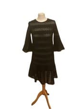 Image of BNWT new All Saints Dakota Black Ruffle broiderie anglaise lace cotton dress 8
