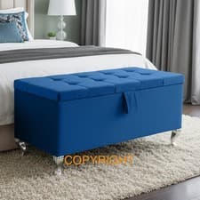 Image of Ottoman Storage Box Cube Design In Velvet Blanket Toy Box Pouffe Bench Footstool