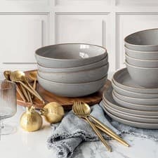 Image of Over & Back 16 Piece Stoneware Dinnerware Set in 4 Colours