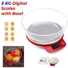 Image of Electronic Digital 5000/1g Kitchen Cooking Black/White With Bowl Weighing Scales