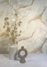Image of RASCH AGATE MARBLE NATURAL/GOLD VASARI PALMETTO ITALIAN VINYL WALLPAPER 529425