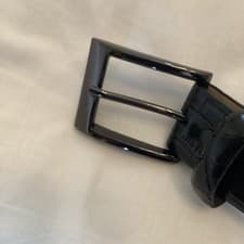 Image of Quality Black Patent Leather Mens Belt With Nickel Coloured Buckle 54/56 In