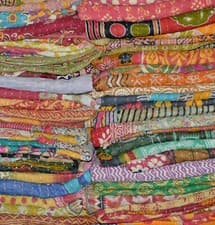 Image of Wholesale Lot Of Indian Vintage Kantha Quilt Handmade Cotton Throw Reversible
