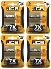 Image of JCB Super Alkaline D Batteries 8x Long Lasting Cells for Remote Controls