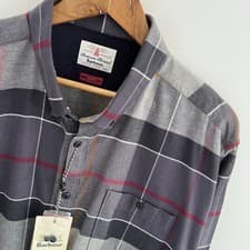 Image of Barbour Shirt Size 2XL XXL Mens Grey Modern Tartan Check Slim Fit Long Sleeve