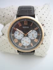 Image of GUESS WATCH MENS HENDRIX W1261G5 GOLD STAINLESS STEEL LEATHER QUARTZ GENUINE