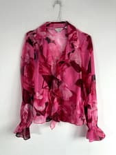 Image of TED BAKER BLOUSE PINK chiffon Floral NEW 6 8 10 16 BNWT long sleeve