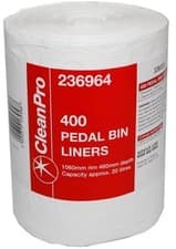 Image of CleanPro Pedal Bin Liners, 400 Pack, 20 Litre Capacity, 1060mm Rim x 460mm Depth