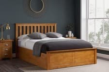 Image of Birlea Phoenix Ottoman Bed Frame – 135cm Double, Oak Finish – Brand New in Box