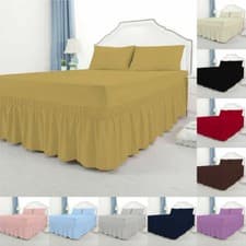Image of Plain Dyed Valance Sheet Deep Fitted Bed Sheets Single Double King Poly Cotton