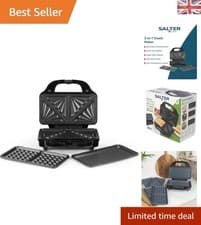 Image of Versatile 3-in-1 Snack Maker with Non-Stick Deep Fill Plates – Effortless Meals