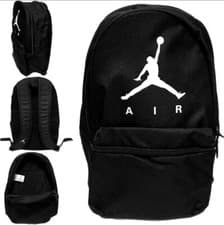 Image of NIKE AIR JORDAN Backpack Travel Rucksack Sports Black Adjustable Shoulder Straps