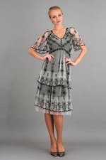 Image of Nataya Plus Great Gatsby Vintage Titanic Black & Ivory Tea Dress & Slip Set 2X