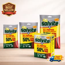 Image of Solvite Wallpaper Paste Adhesive All Purpose Extra Strong Hangs up to 4.5 Rolls