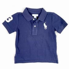 Image of Ralph Lauren Big Pony Polo Shirt Baby Boy Size 18M Navy Cotton Short Sleeve New