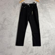 Image of Levis 501 Original Cropped High Rise Straight Leg Black Jeans 36200-0085 W23
