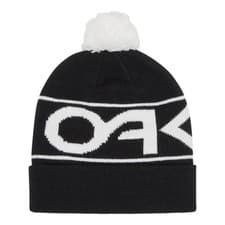 Image of Oakley 911432-05F-U Factory Cuff Beanie Black/white Logo One Size Adult Mens