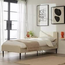 Image of Home Kristopher Single Fabric Bed Frame - Cream