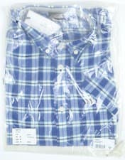 Image of NEW Lee Short Sleeved Blue Check Shirt Button Down Collar Anthem Blue Medium M