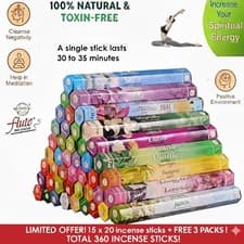 Image of 300x INCENSE STICKS 15 PACK PREMIUM FLUTE ASSORTED FRAGRANCES. WITH ASH CATCHER!