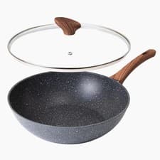 Image of 28cm Non-Stick Wok Pan – Induction Safe, Deep Stir Fry, Marble Coating