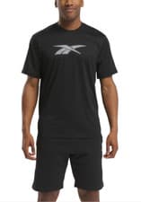 Image of Reebok Men Vector Performance Short Sleeve Logo Graphic T-Shirt Black Size L