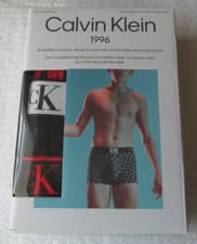 Image of NEW Calvin Klein 1996 3 pack of TRUNKS Mens S Black/Red NB3528-912 $49.50
