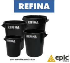 Image of Refina Black Plastering Mixing Bucket Large Plaster Rendering Tub 35-100L  