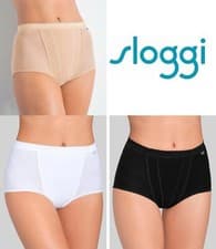 Image of Sloggi Control Maxi Brief Cotton Rich Full Briefs Black White Nude (2 PACK)