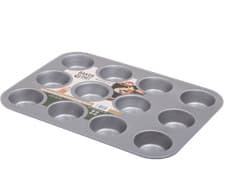 Image of Non-Stick Muffin Baking Tray Tin 12 Cup Mould Bun- Baker & Salt - British Made