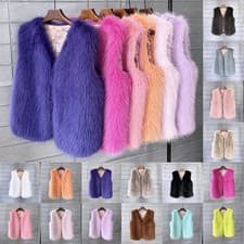 Image of Womens Body warmer Faux Furs Jacket Shaggy Gilets Cardigans Waistcoats Vest Tops