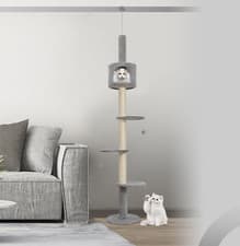 Image of Floor to Ceiling Cat Tree Tower Climbing Activity Center Scratching Post Condo