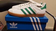 Image of Adidas Gazelle Men's Trainers In Cloud White/Bold Green Size UK 6