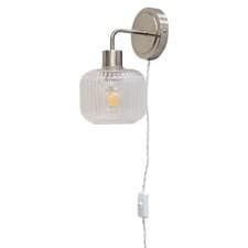 Image of Modern Bedside Plug in Wall Light Reading Lamp with Glass Shade