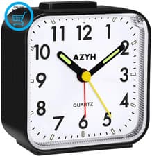 Image of Analog Alarm Clock, Silent No Ticking Alarm Clock with Light, Snooze, Battery Op