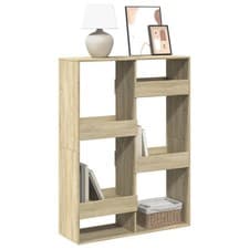Image of WALPLUS Bookcase Sonoma Oak 100x33x135 cm Engineered Wood Tall Storage Cabinet