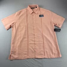 Image of Axist Shirt Mens L Orange Short Sleeve Button Up Bowling Rockabilly Lounge Camp